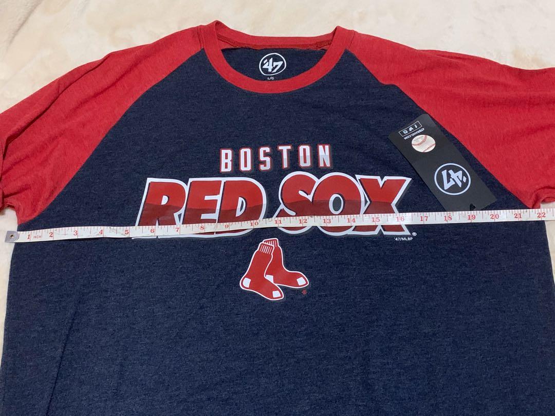 Mlb boston red sox raglan 3/4 sleeve tshirt -large, Men's Fashion