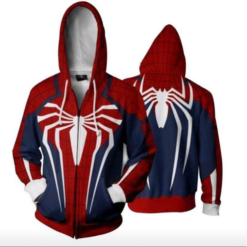 PO Unisex Red And Blue Spiderman Hoodie Jacket