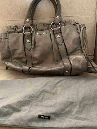 REPRICED!  MIU MIU gray leather satchel medium