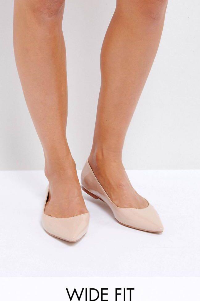 ASOS DESIGN Wide Fit Latch pointed ballet flats Women s Fashion Footwear Flats on Carousell