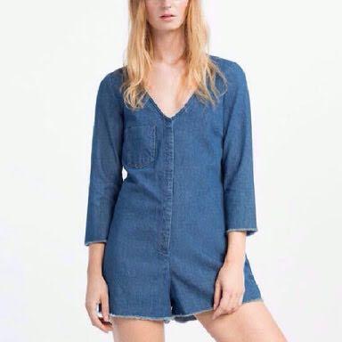 zara denim jumpsuit womens