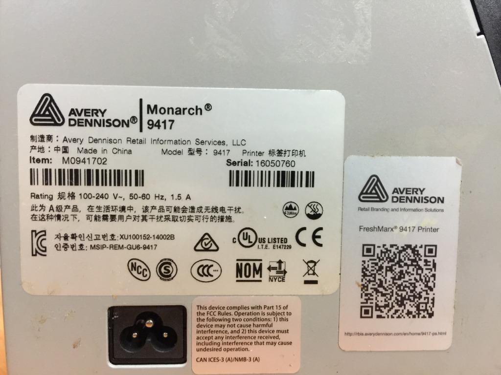Avery Dennison Freshmark 9417 F&B Label Printer, Computers ...