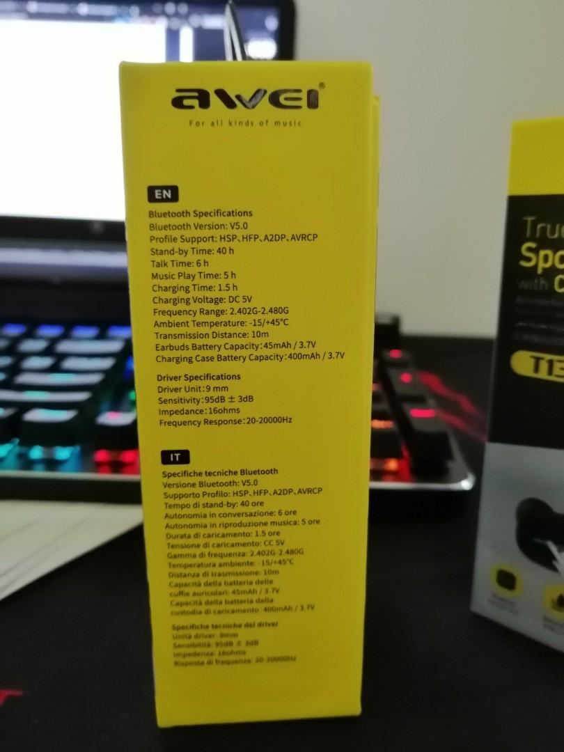 Awei T20 T13 wireless earbuds