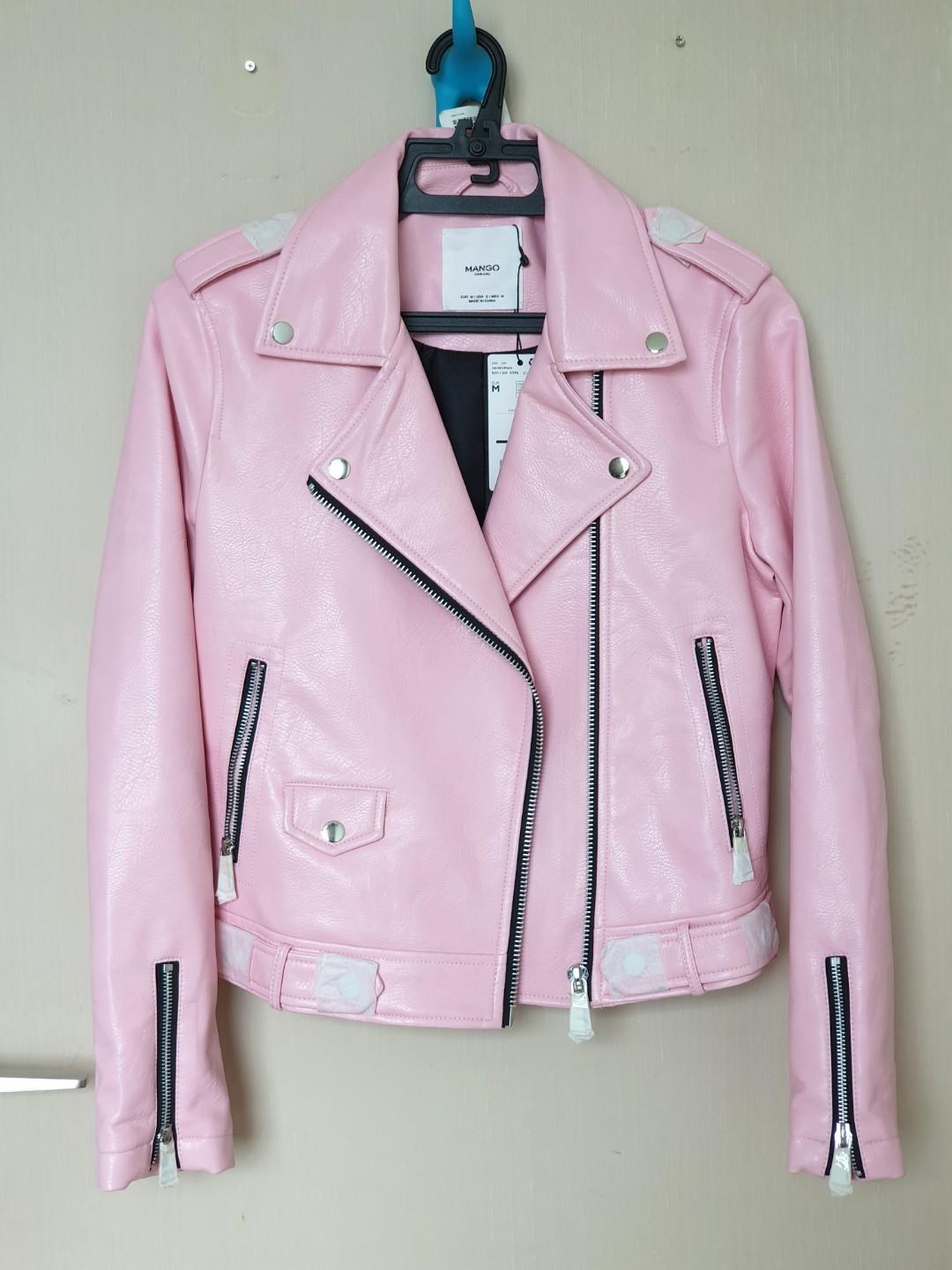 Mango pink leather jacket 2025