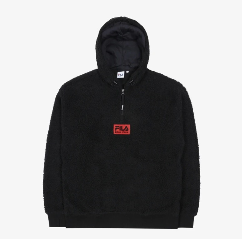 BTS FILA BOX Logo Boa Hooded T shirt Black FS2POB4106X BLK