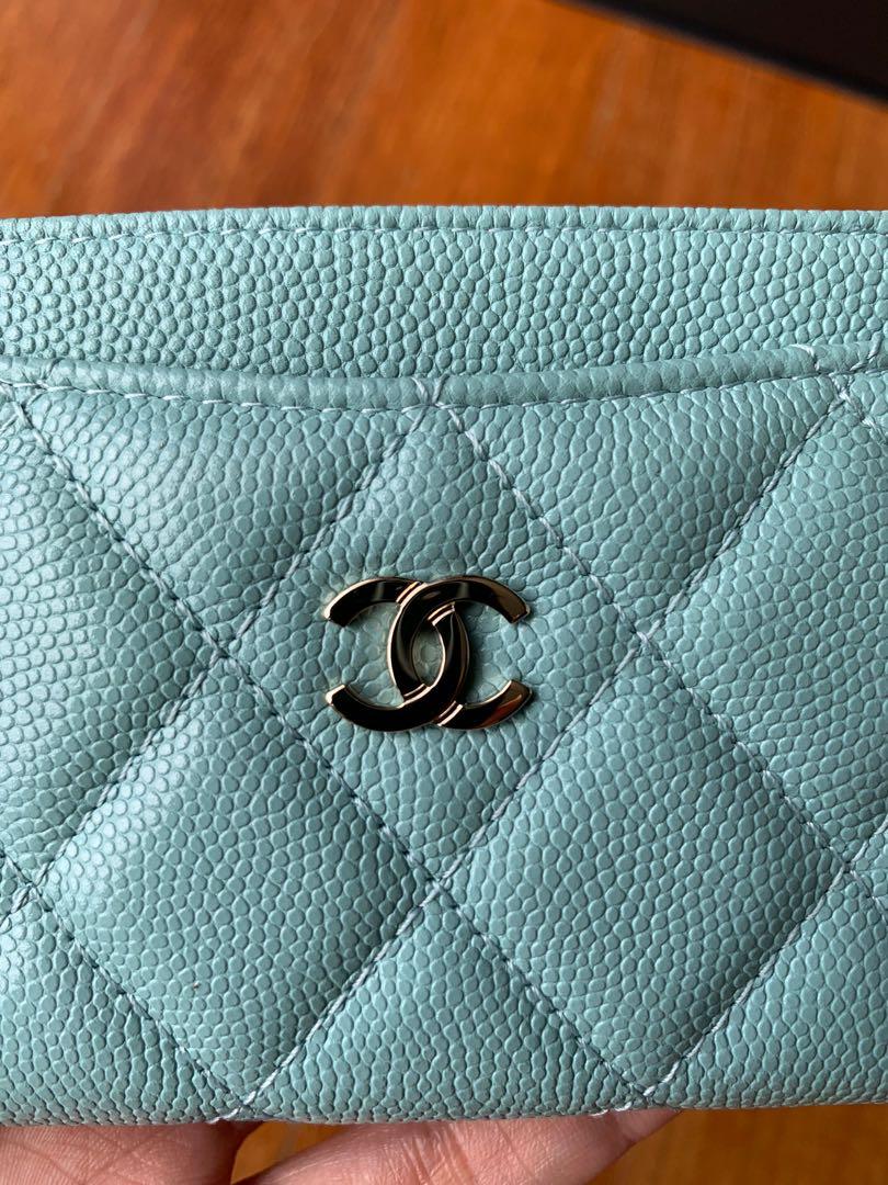 Chanel Card Holder Tiffany Blue, Luxury, Bags & Wallets on Carousell