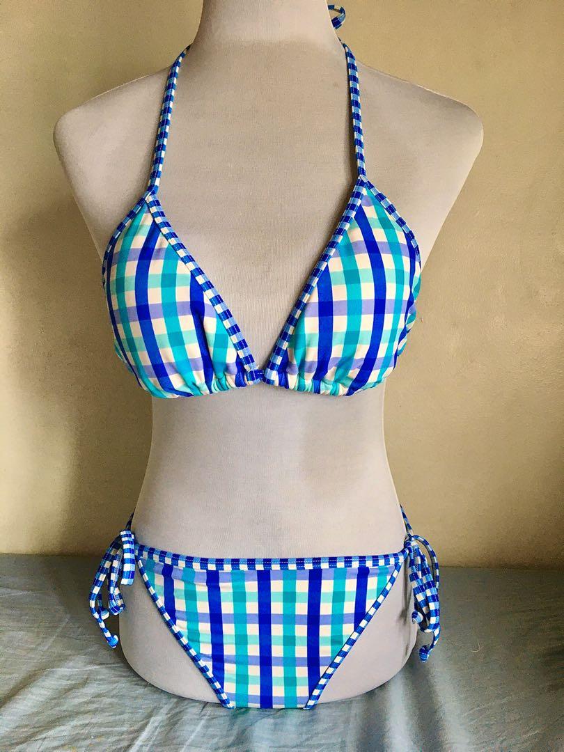 blue checkered swimsuit