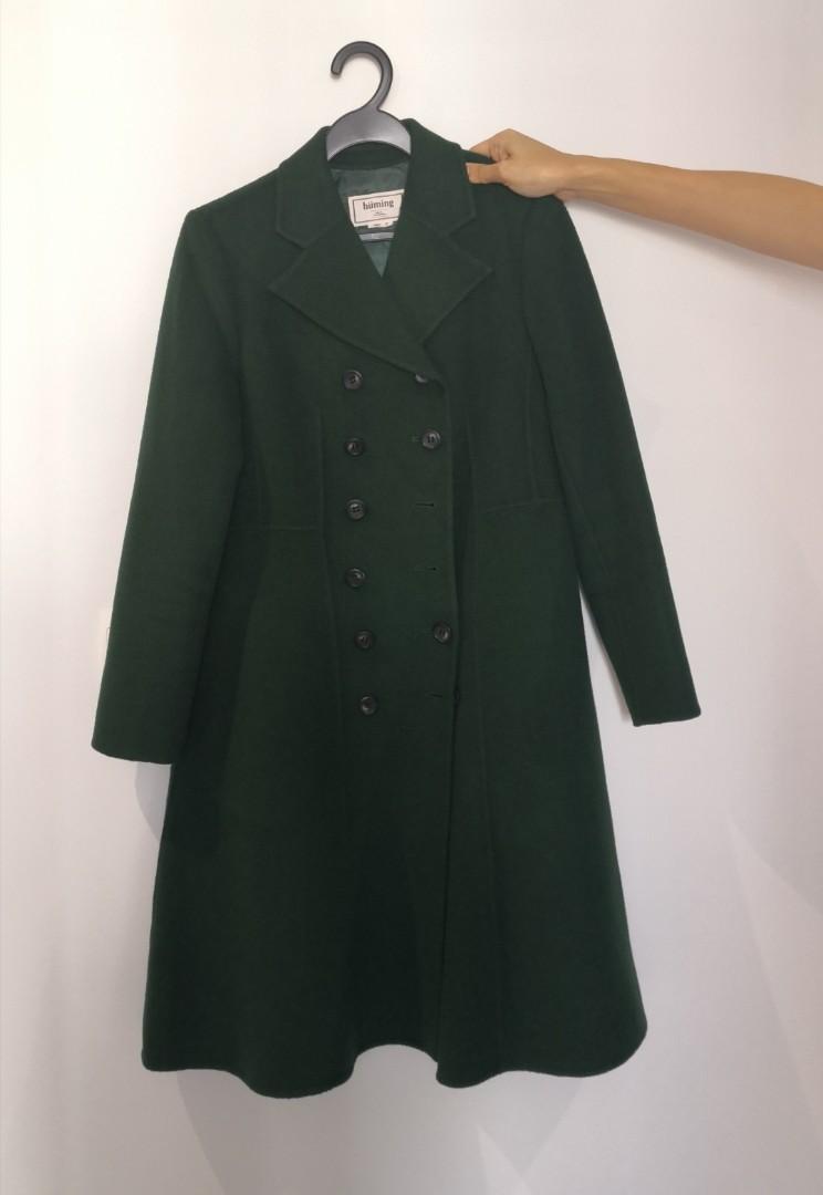 emerald green wool coat