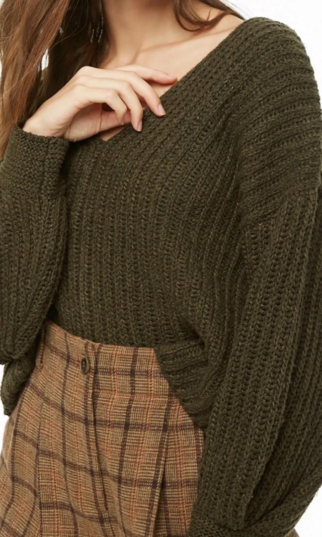 FOREVER 21 Balloon Sleeve Knit Cutout Sweater Women s Fashion Tops Others Tops on Carousell