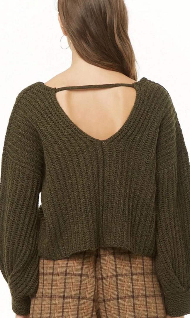FOREVER 21 Balloon Sleeve Knit Cutout Sweater Women s Fashion Tops Others Tops on Carousell