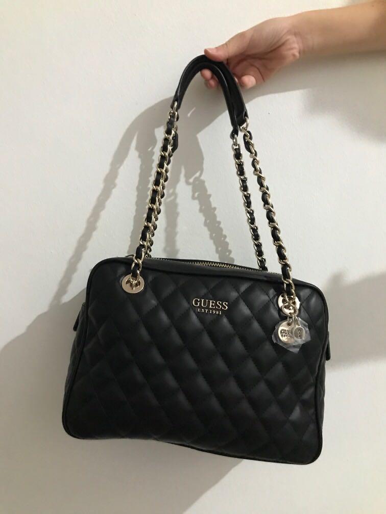 guess black tote handbag