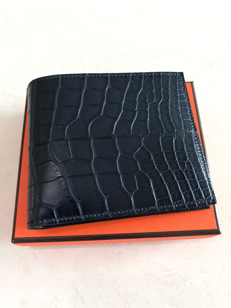 Hermes MC2 Bifold Wallet - Black Niloticus Crocodile Leather