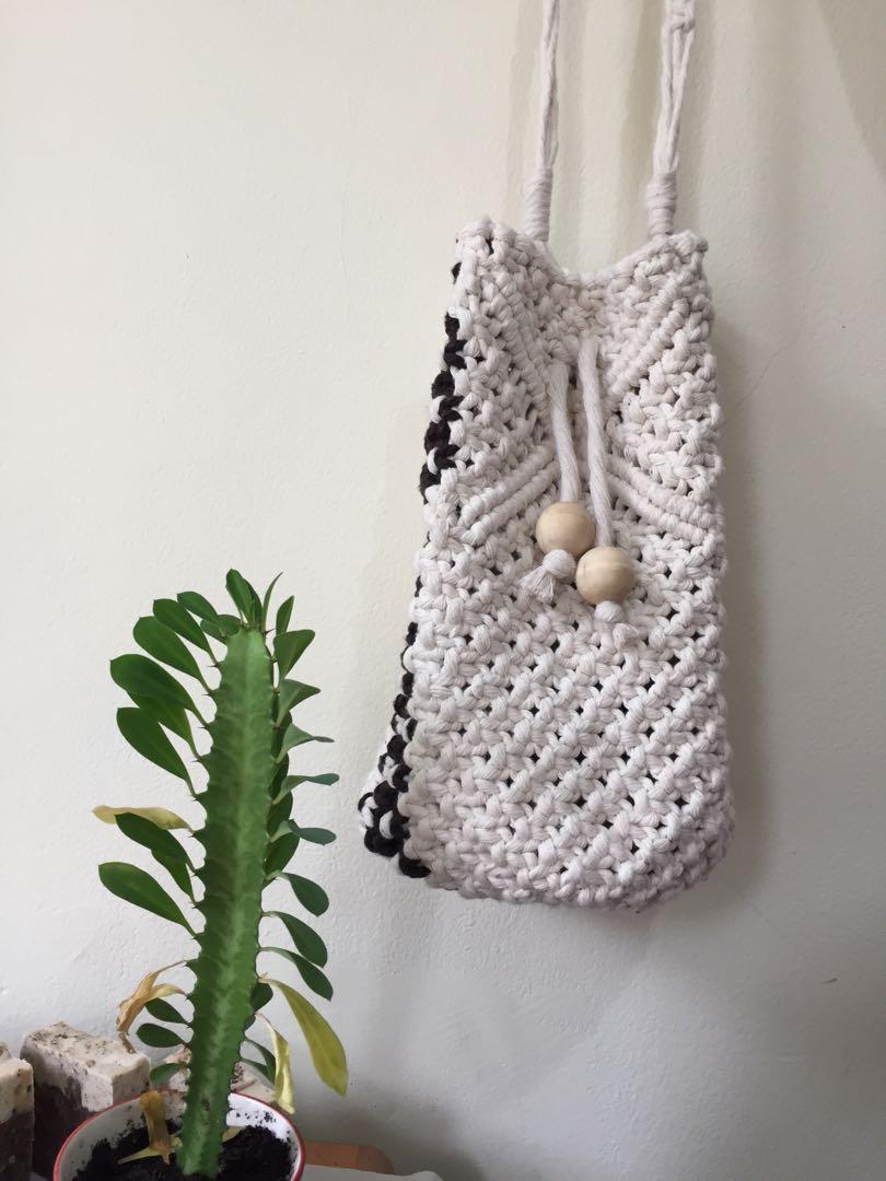 Macrame Bucket Bag / Tas Macrame, Fesyen Wanita, Tas & Dompet di Carousell