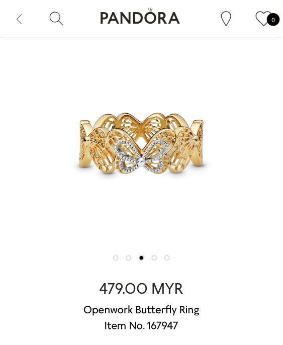Pandora openwork cheap butterfly ring