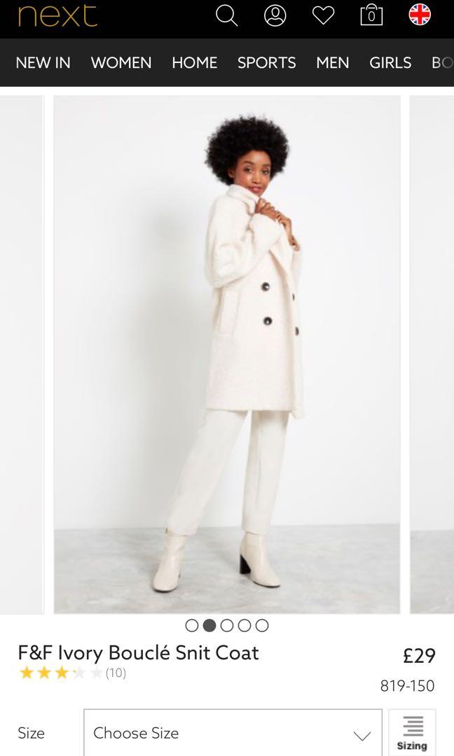 Next F F White Winter Coat Women s Fashion Coats Jackets and Outerwear on Carousell