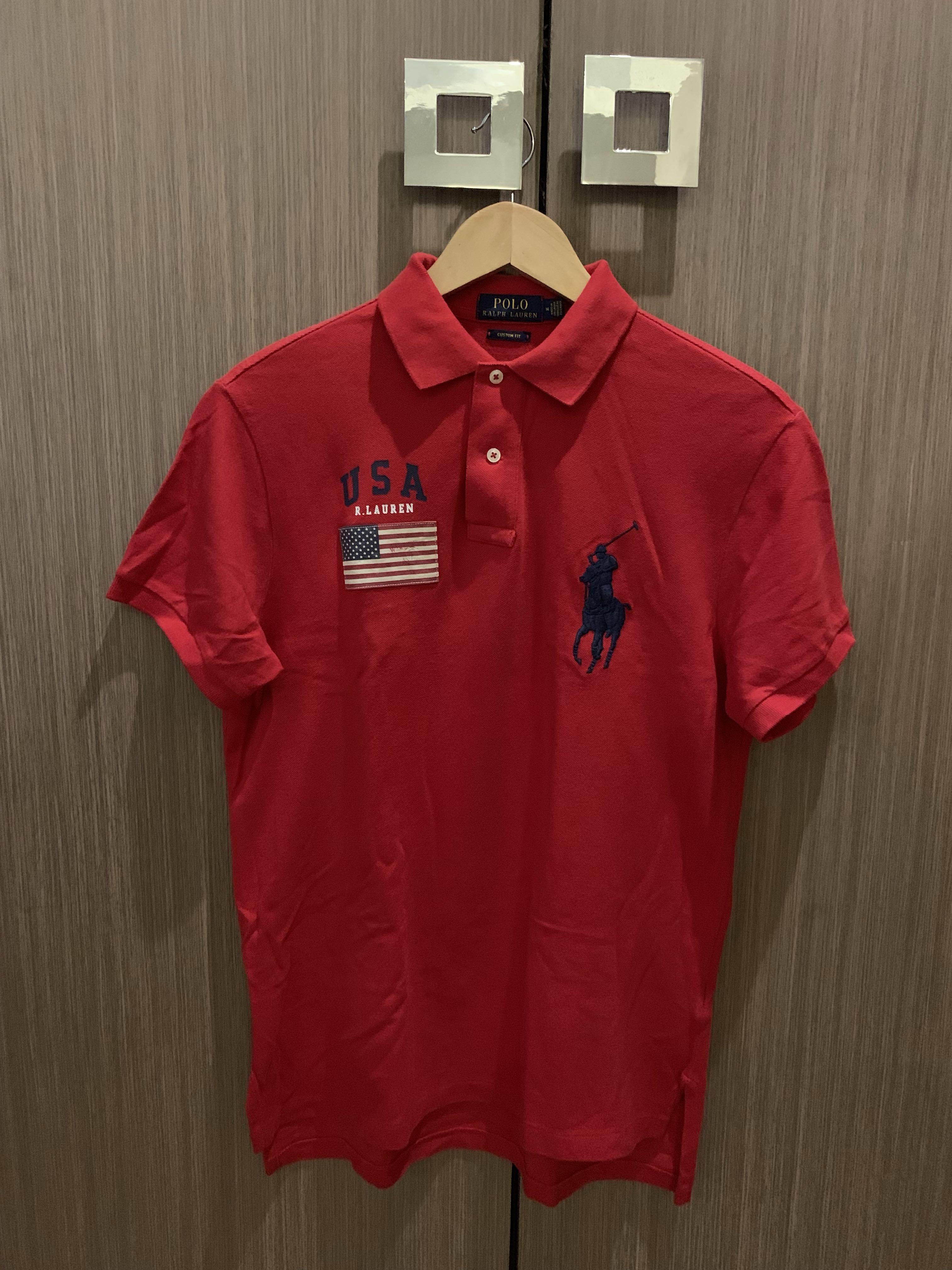 Polo Ralph Lauren Red USA Polo Shirt (Medium Custom Fit), Men's Fashion,  Tops & Sets, Tshirts & Polo Shirts on Carousell