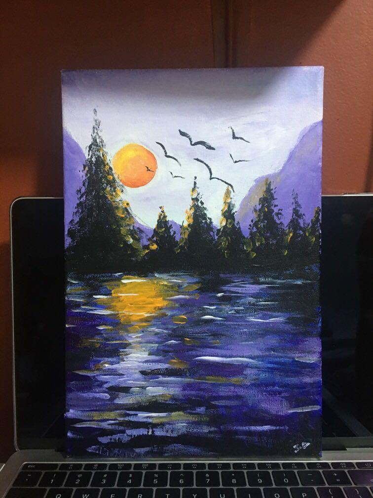 Sunset Scenery Acrylic Painting Hobbies Toys Stationary Craft Art Prints On Carousell Pastel painting for beginners step by step. sunset scenery acrylic painting