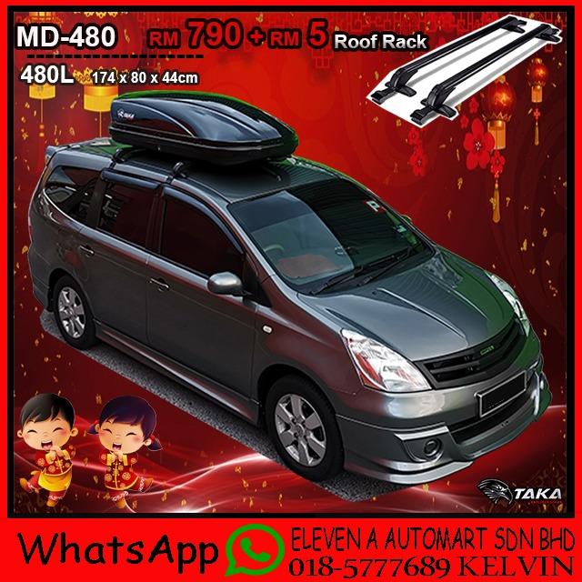 Taka Roofbox Md 480 Glossy Roof Box With Roof Rack Auto Accessories On Carousell