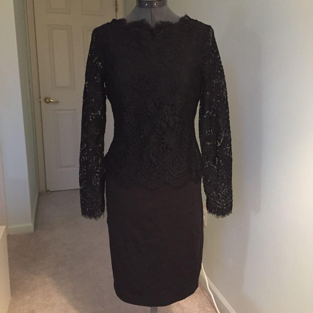Ted Baker Vendela Black Lace Bodice Sheath Cocktail Dress