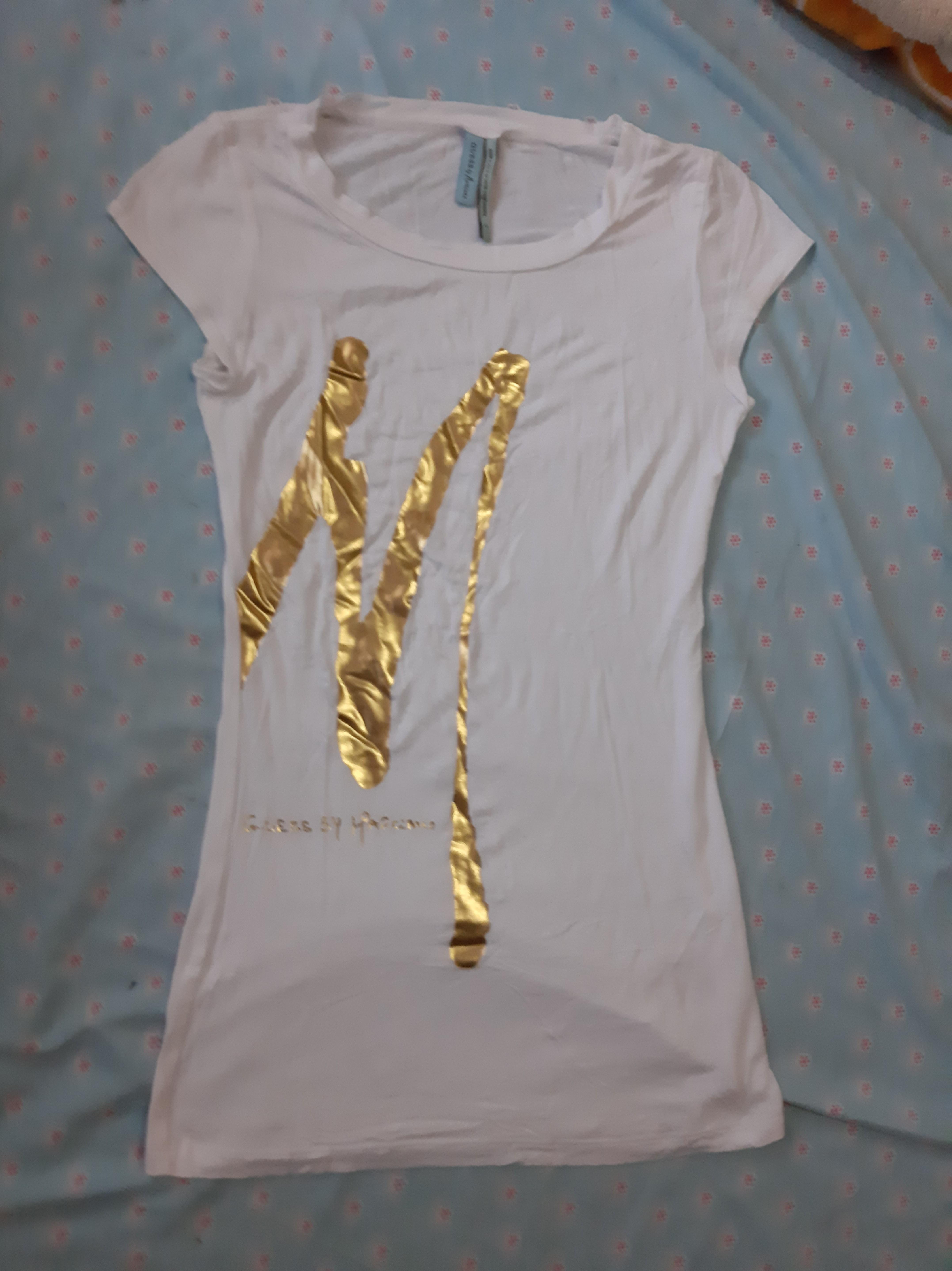 Gold and white guess shirt new arrivals