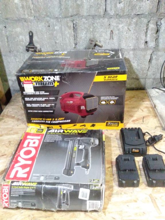 workzone cordless air compressor 3in1 ryobi airwave nailer, Furniture ...