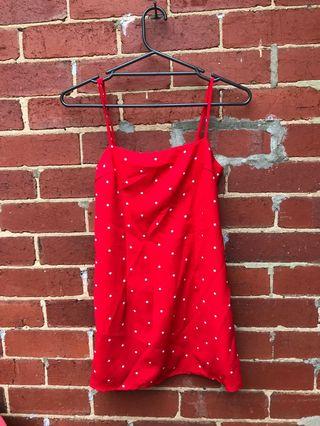Luck and trouble red spot dress size 6