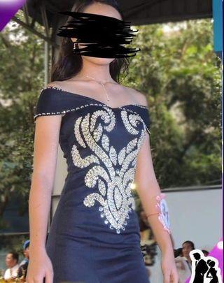 Navy Blue Long Gown For Rent