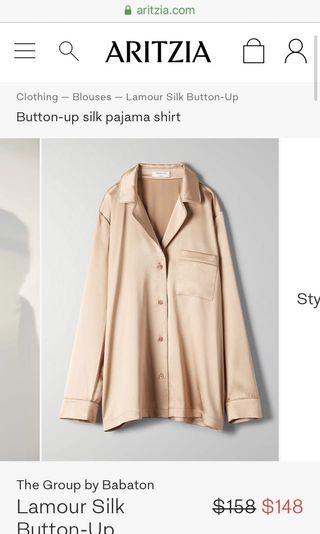 Aritzia Babaton Lamour Silk Button-Up silk shirt