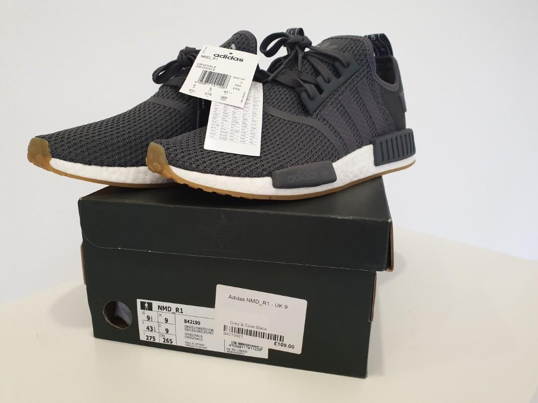 Adidas NMD R1 Grey Core Black Gum, Men's Fashion, Footwear, Sneakers on  Carousell