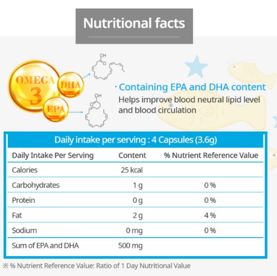 Atomy Kids Chewable Omega 3 (900mg x 120 Capsules), Health & Nutrition