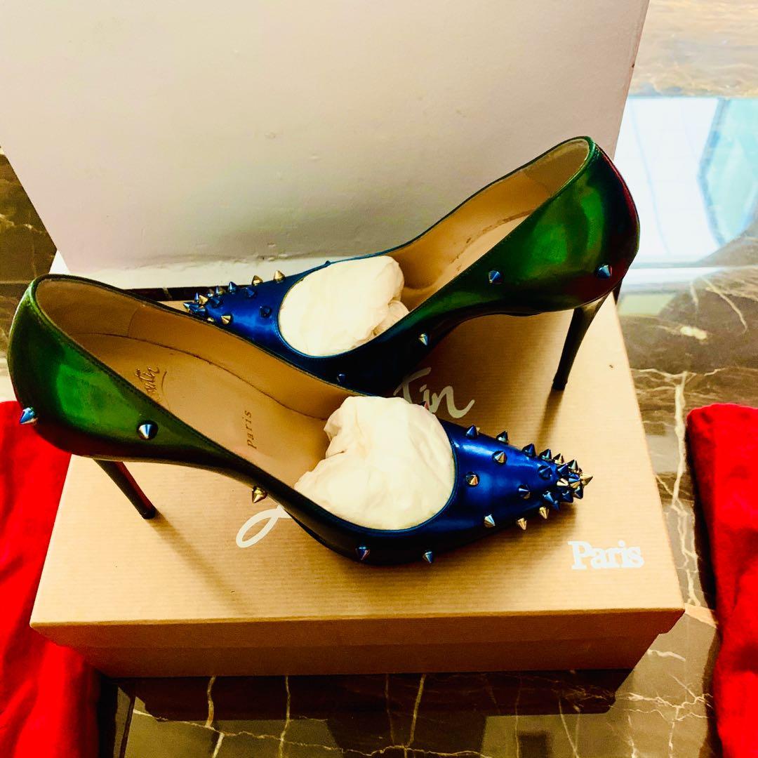 Authentic Christian Louboutin Degraspike 100 Patent Scarabe