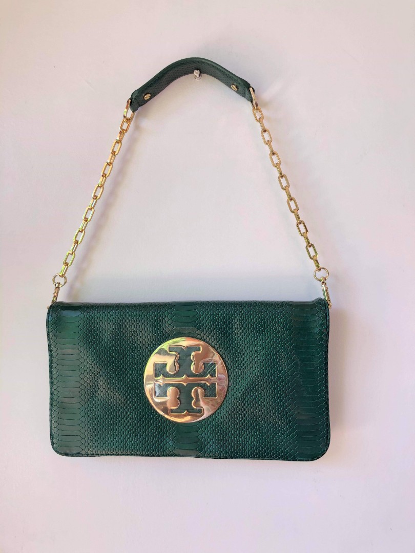 tory burch dark green bag