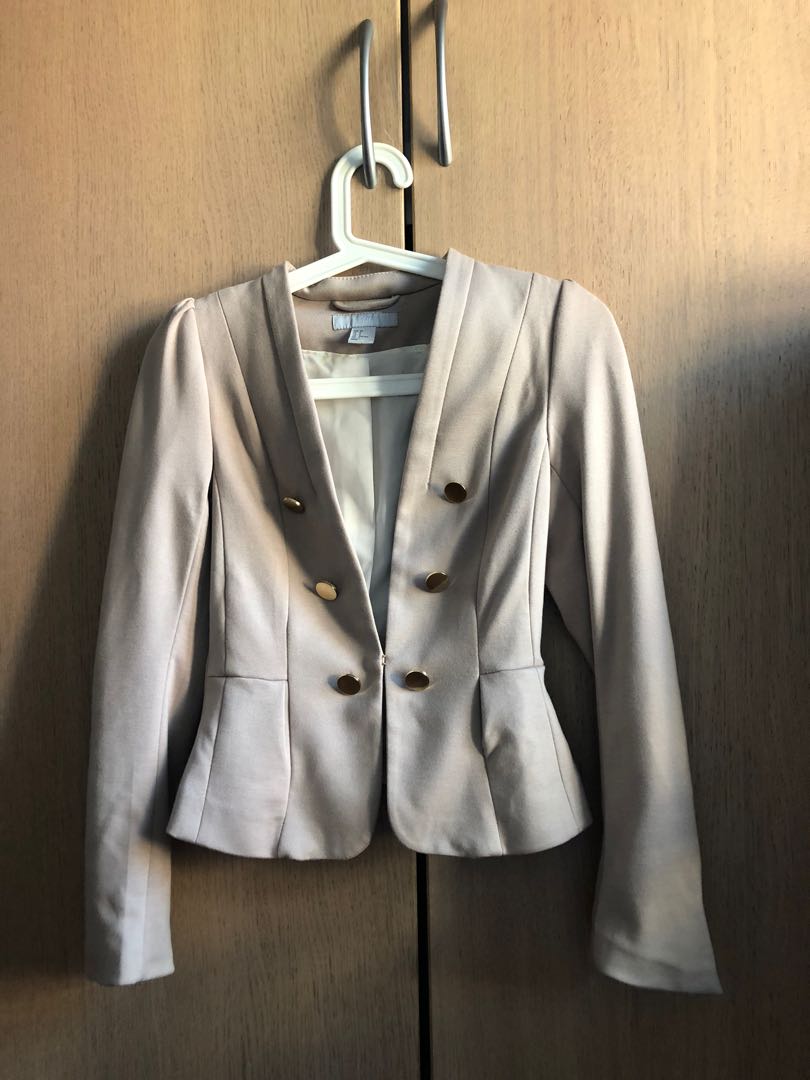 Beige Blazer gold buttons Women s Fashion Coats Jackets and