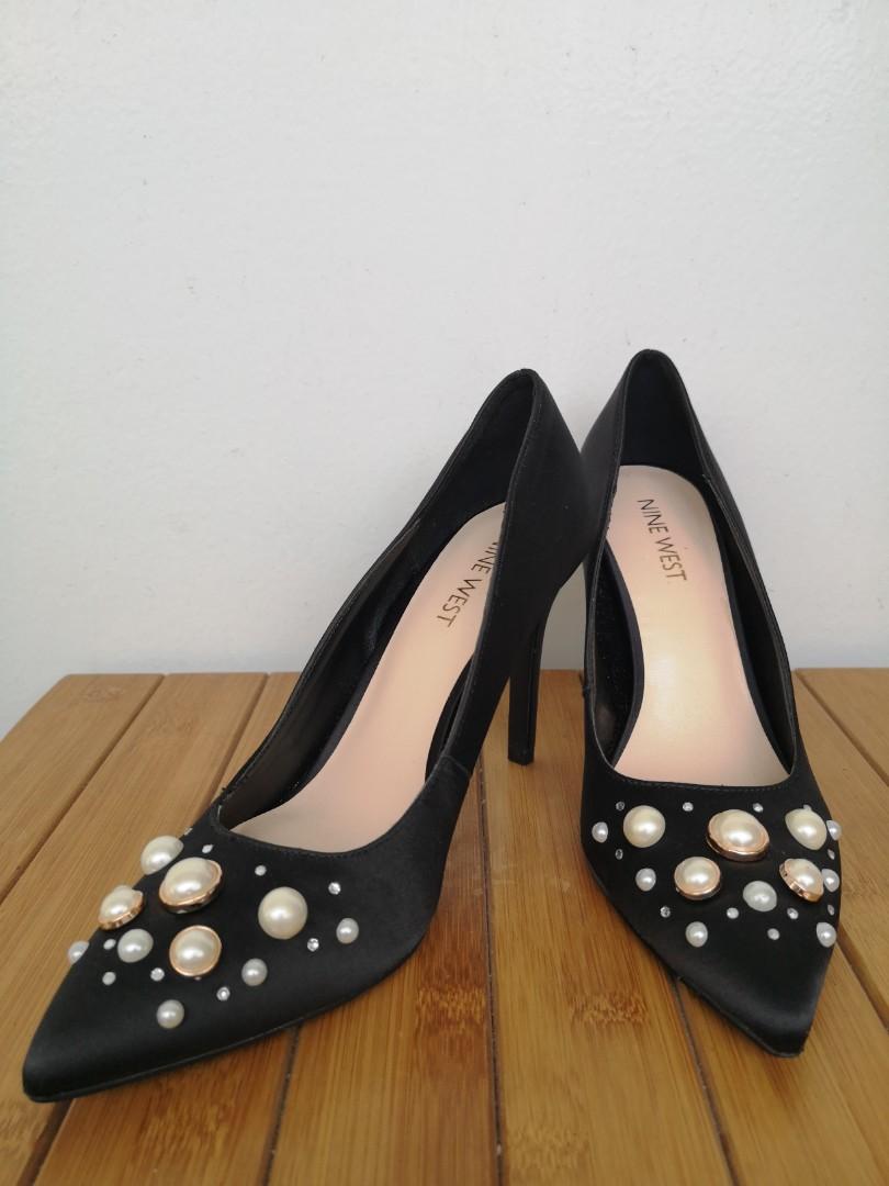 Reduced BN Nine West Satin Pointy Toe Pumps w Pearls Women s Fashion Footwear Heels on Carousell