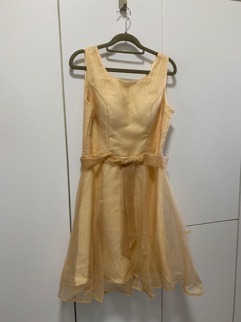 golden colour one piece dress