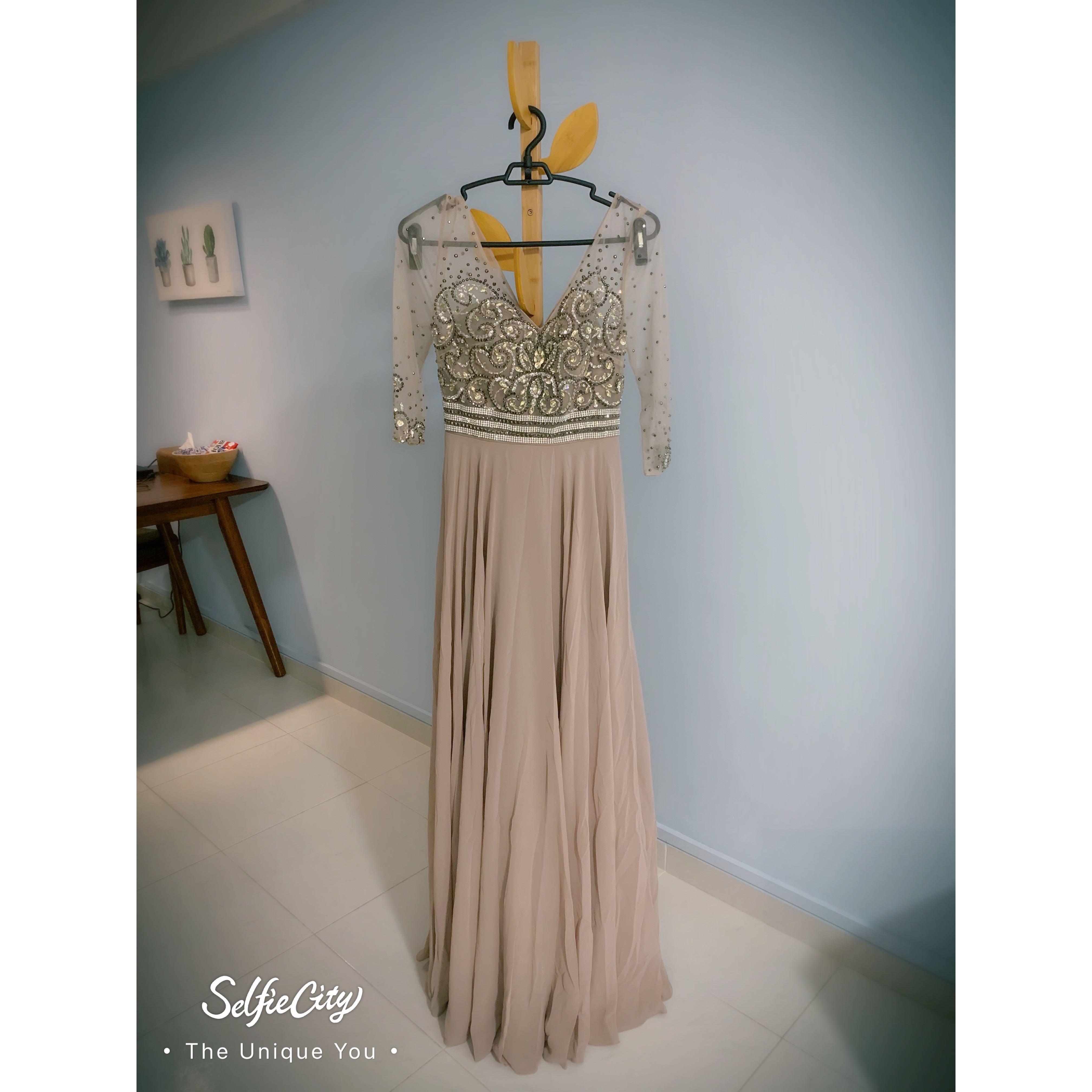 mesh top prom dress