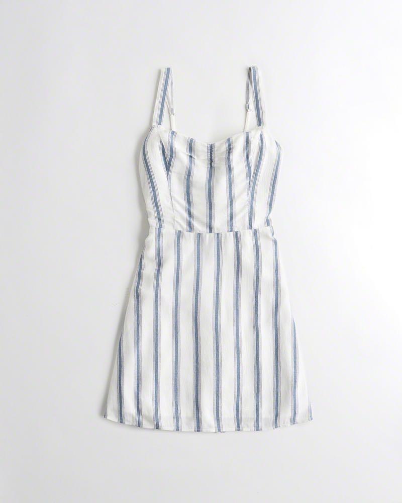 Hollister blue and online white striped dress