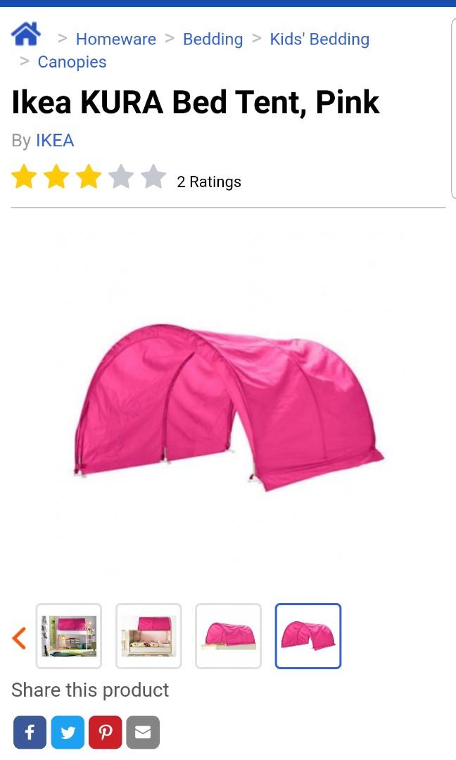 Ikea bed canopy in pink, Babies & Kids, Baby Nursery & Kids Furniture