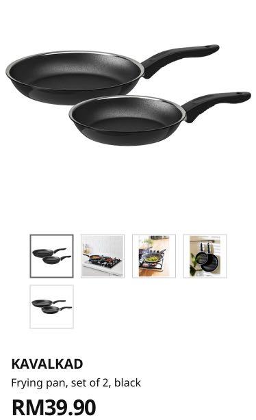 KAVALKAD Frying pan, set of 2, black - IKEA