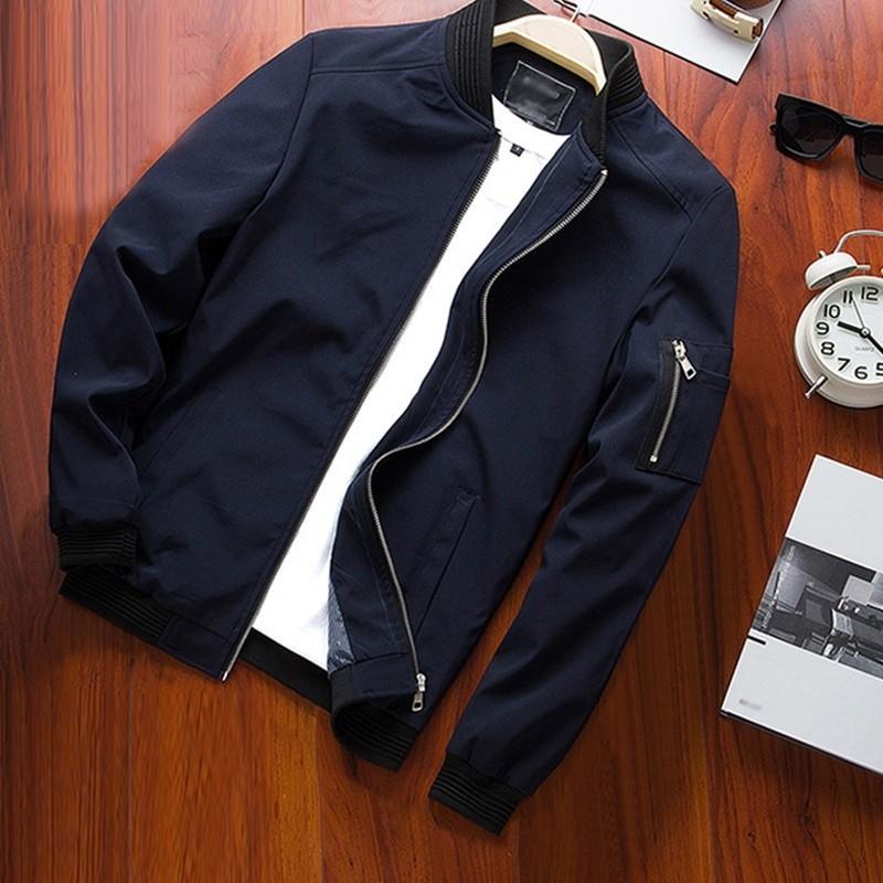 Men Zipper Casual Work Fight Bomber Thin Fashion Jacket Men s