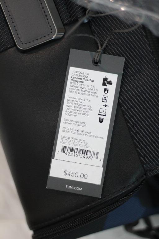 New Tumi 232388CM Alpha Bravo London Roll-Top Backpack, Men's Fashion ...