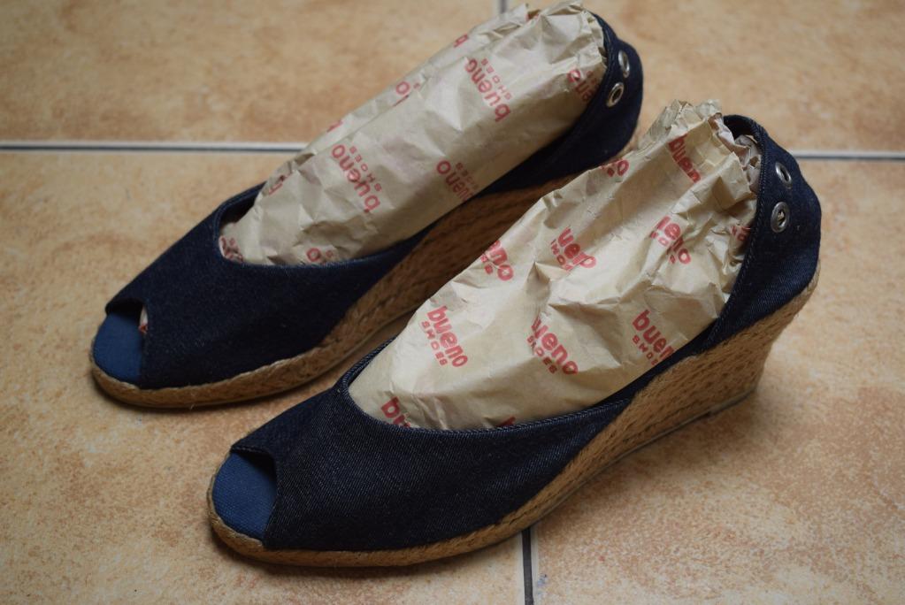 blue denim wedges