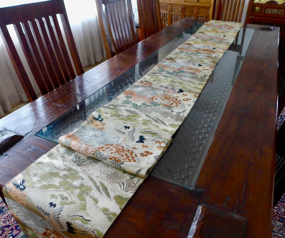 Rich Silk Brocade Long Obi Belt Used As Table Runner Furniture Home Decor Cushions Linen On Carousell