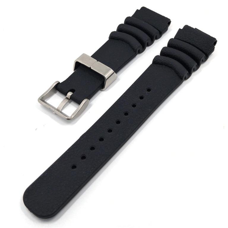 Silicone rubber watch strap 22mm stainless steel keeper skx seiko