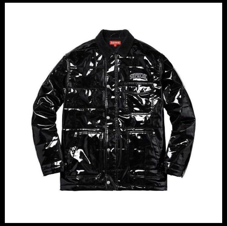 Supreme quilted patent vinyl work jacket sale