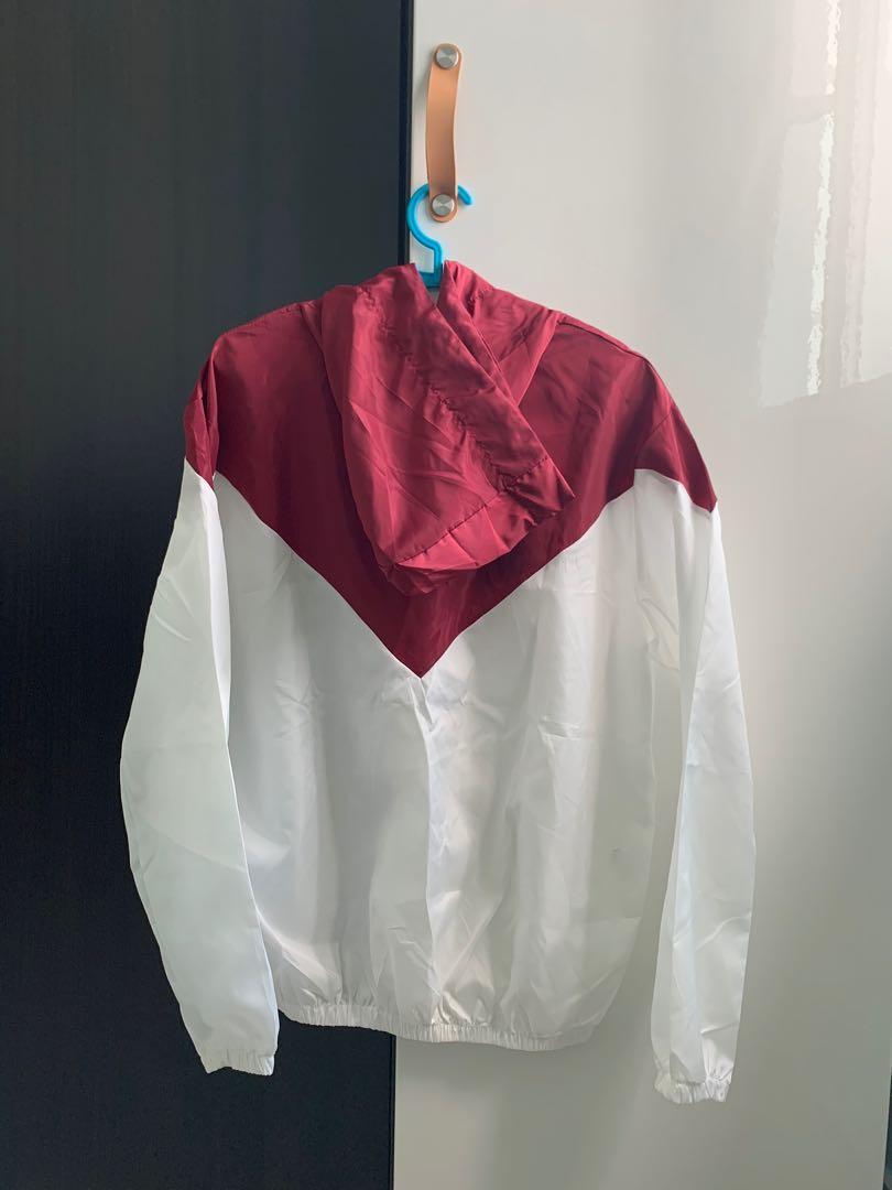 Maroon and clearance white windbreaker