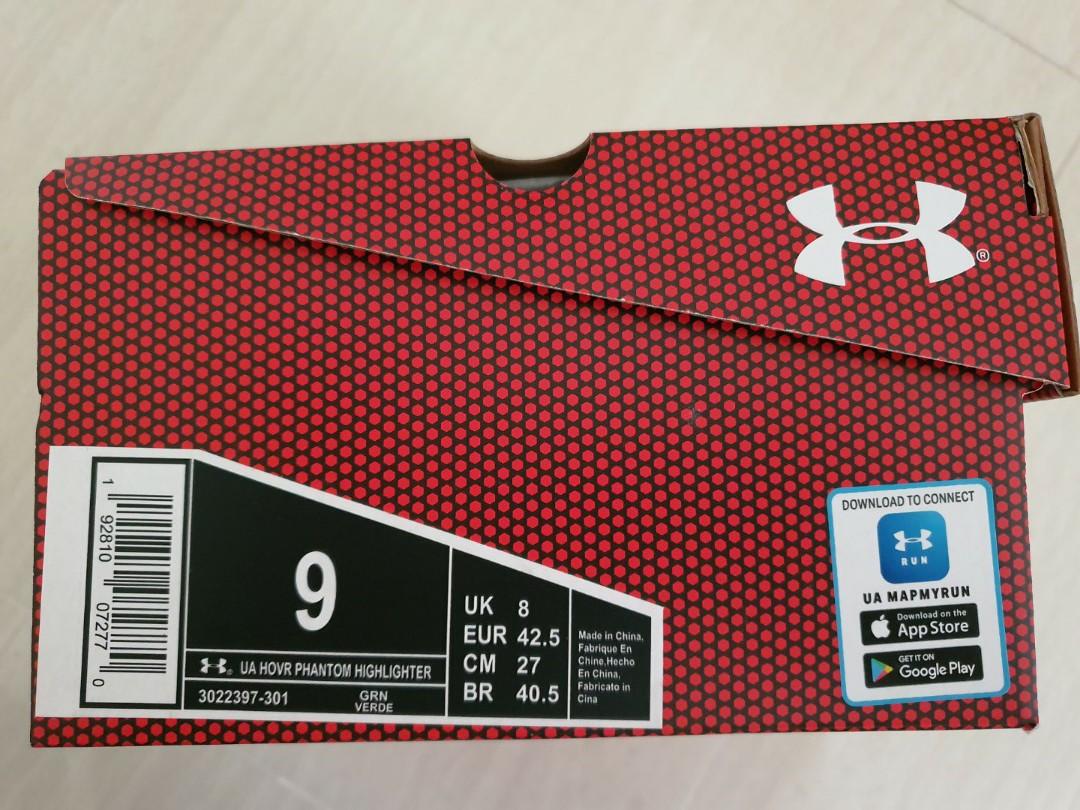 Under Armour HOVR Phantom Highlighter Green US9 Men s Fashion