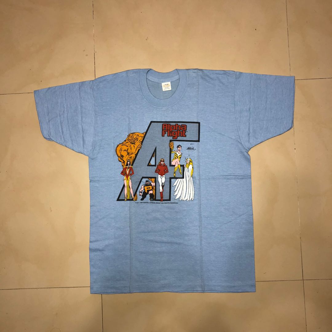 Vintage Marvel Comic Alpha Flight 1984 Men s Fashion Tops