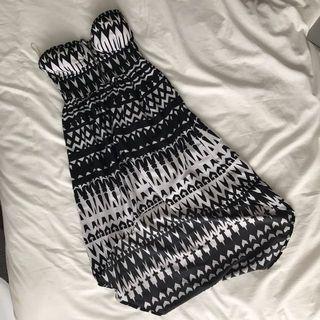 Strapless Patterned Hi-Lo Dress