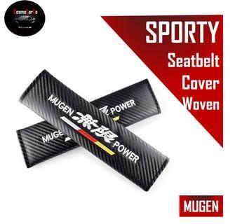 Car Seat Belt Cover Nylon Woven HONDA MUGEN Logo Shoulder Safety Harness Cushion Strap CARBON FIBER Design Seatbelt Pad Automotive Automobile Accessories Accessory